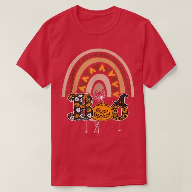 T-shirt Boo Avec Araignées Et Casquette De Sorcière Hallow (Design devant)