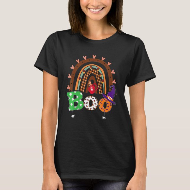 T-shirt Boo avec araignées et chapeau de sorcière Hallowee (Devant)