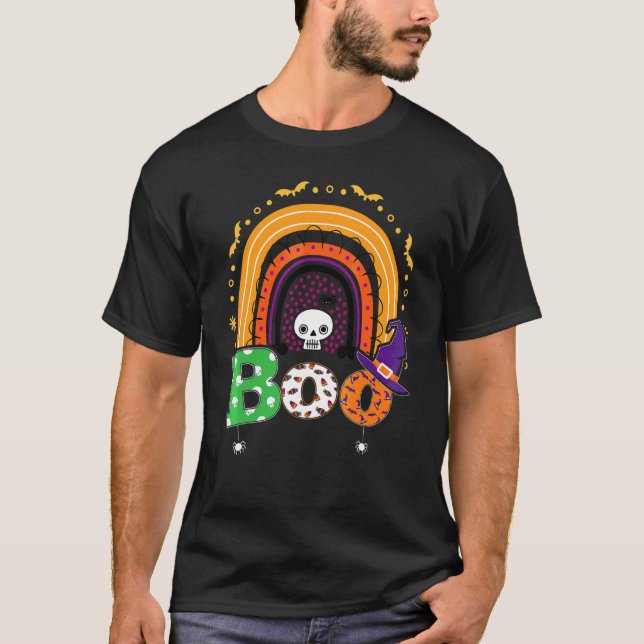 T-shirt Boo avec araignées et chapeau de sorcière Hallowee (Devant)