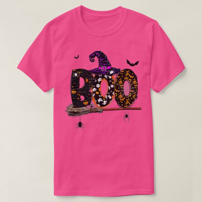 T-shirt Boo Avec Casquette De Sorcière Et Araignées Mois D (Design devant)