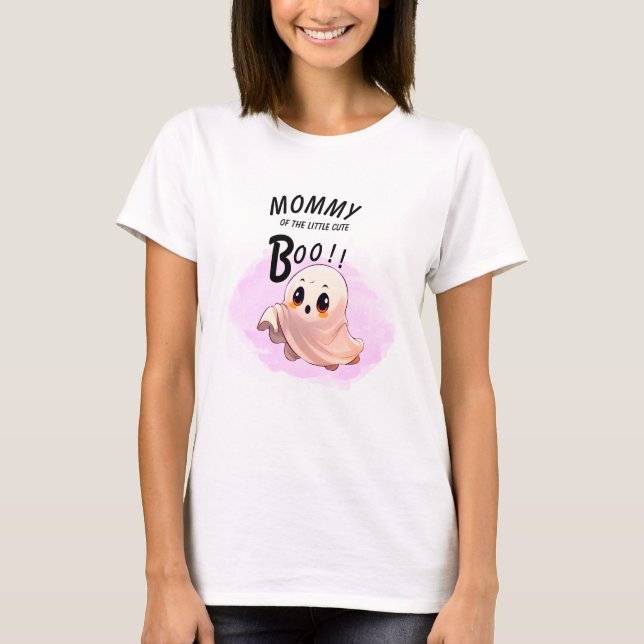 T-shirt Boo Baby shower Halloween Pink thème mignonne fête (Devant)