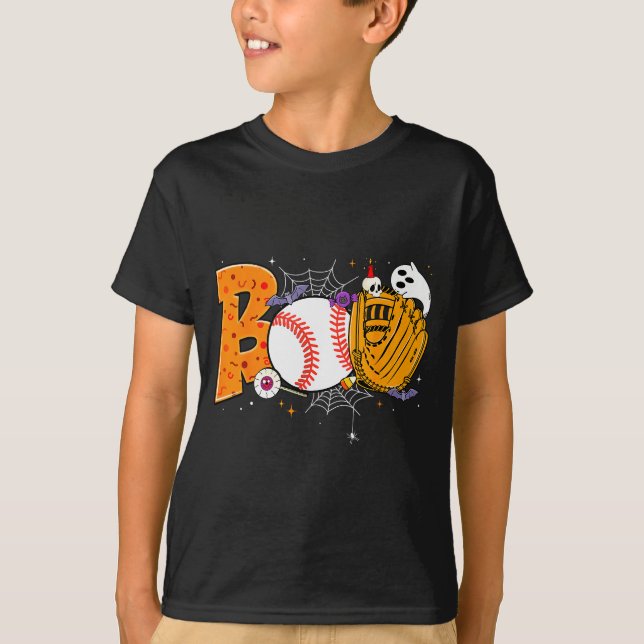 T-shirt Boo Baseball Player Catcher Tcher Funny Halloween  (Devant)
