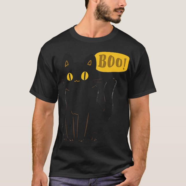 T-shirt Boo Black Cat Halloween Funny Cat Lovers Gifts Men (Devant)