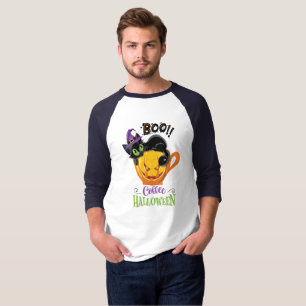 T-shirt Boo Black Cat, Scary Pumkin Coffee Halloween