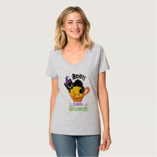 T-shirt Boo Black Cat, Scary Pumkin Coffee Halloween