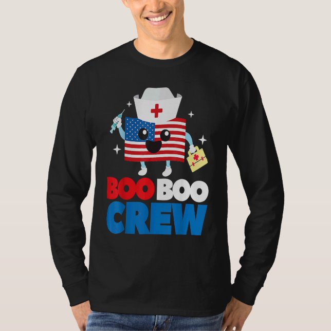 T-shirt Boo Boo Crew American Flag  4th Of July USA Nurse (Devant)