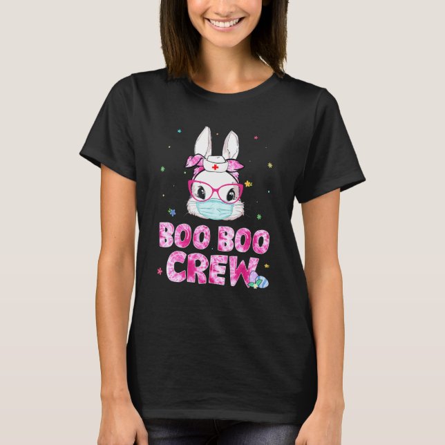 T-shirt Boo Boo Crew Bunny Nurse Pâques Tie Dye Masque Ver (Devant)
