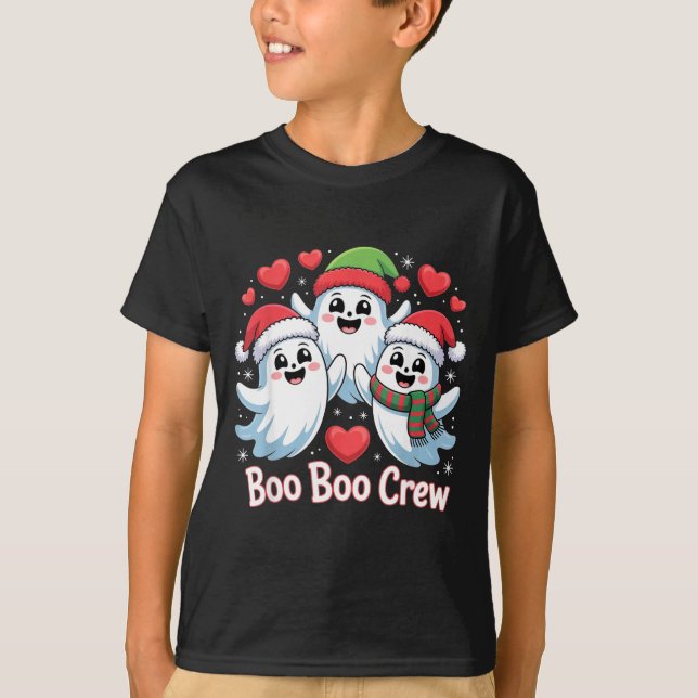 T-shirt Boo-boo Crew Christmas Ghost Santa Hat Halloween H (Devant)