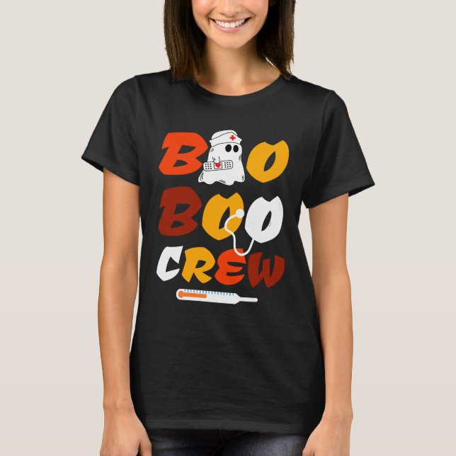 T-shirt Boo Boo Crew Funny Super Nurse Ghost Halloween (Devant)