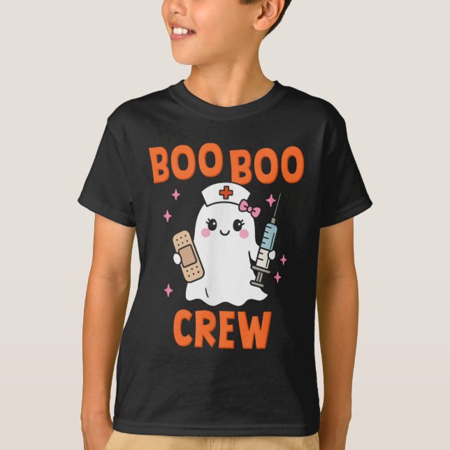 T-shirt Boo Boo Crew Halloween Nurse Team Ghost  (Devant)