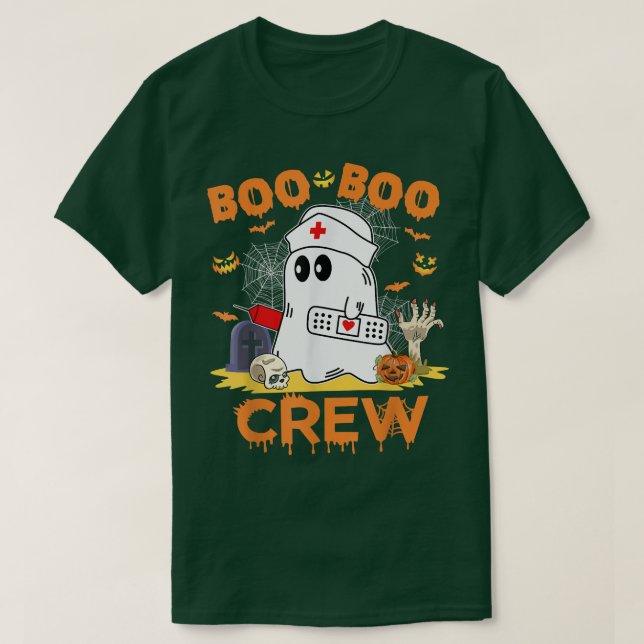 T-shirt Boo Boo Crew Nurse Drôle Fantôme Femmes Halloween  (Design devant)