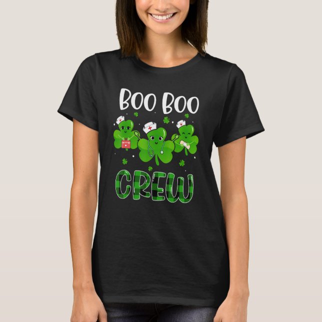 T-shirt Boo Boo Crew Nurse Jour de la Saint Patrick Lucky  (Devant)