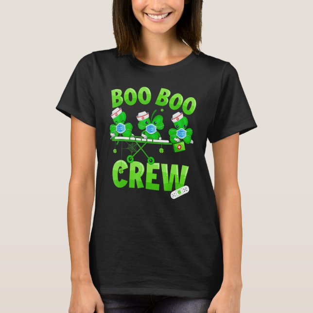 T-shirt Boo Boo Crew Nurse St Patrick S Day Shamrock Face (Devant)