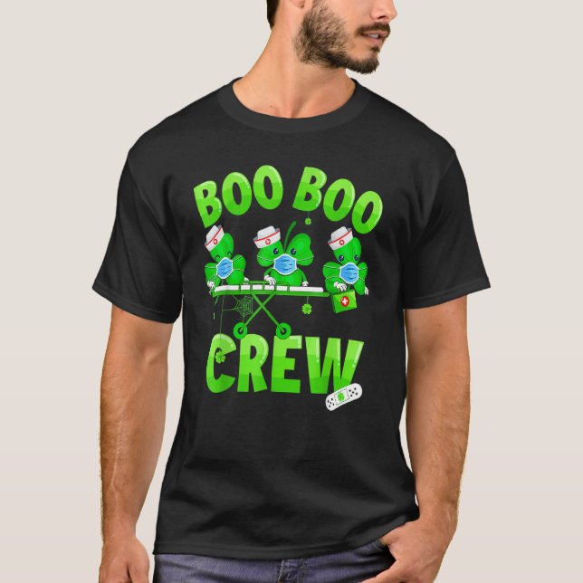 T-shirt Boo Boo Crew Nurse St Patrick S Day Shamrock Face (Devant)