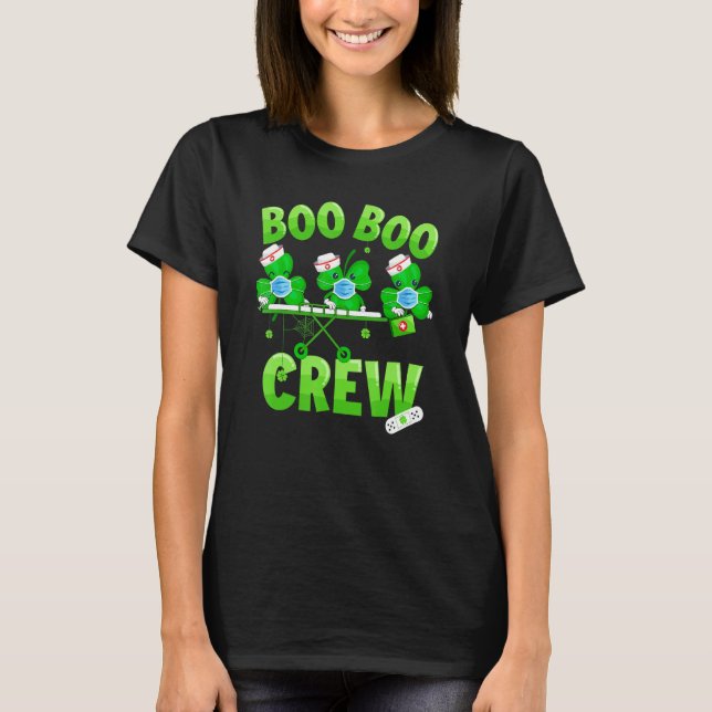 T-shirt Boo Boo Crew Nurse St Patrick's Day Shamrock Face (Devant)