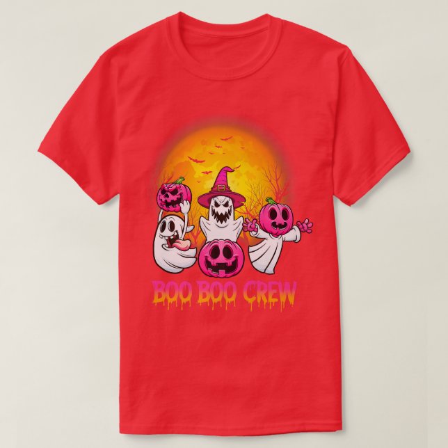 T-shirt Boo Boo Crew Pajamas rose Fantôme du sein Cancer H (Design devant)