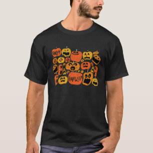 T-shirt Boo Citrouille Fall Vibes Jack-o'-lantern Hallowee