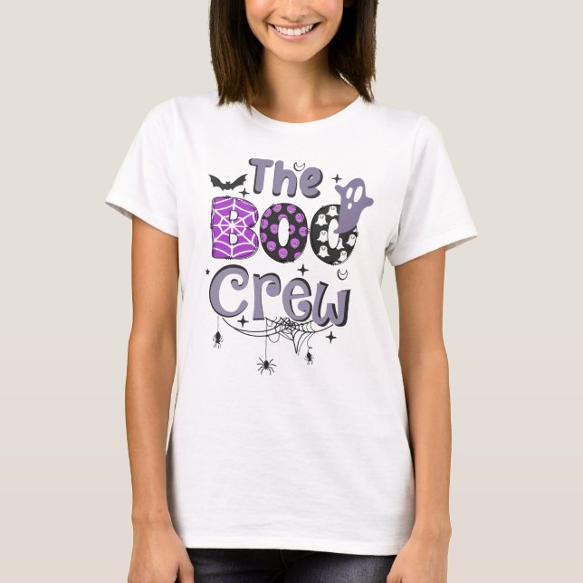 T-shirt Boo Crew Family Ghost Spider Halloween Black (Devant)