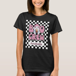T-shirt Boo Crew Fantôme rose avec café glacé Personnalisé
