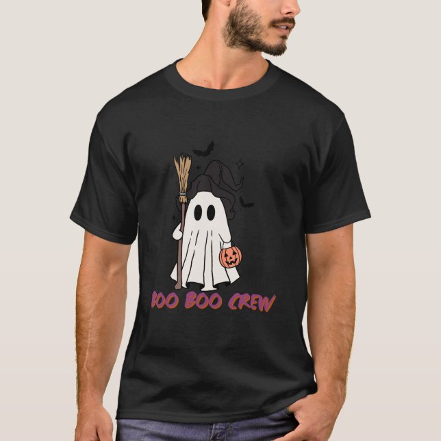 T-shirt Boo Crew Halloween Ghost Witch Design avec Citroui (Devant)