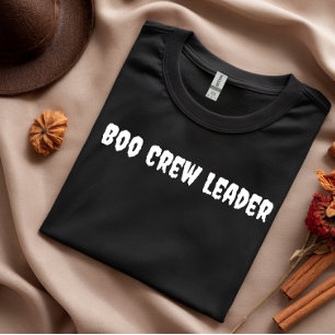 T-shirt Boo Crew Leader typographie blanche halloween