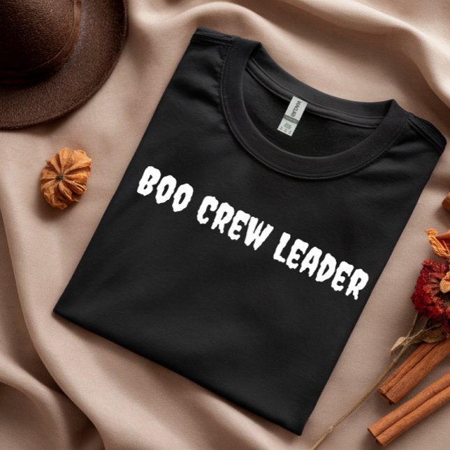 T-shirt Boo Crew Leader typographie blanche halloween (Créateur téléchargé)