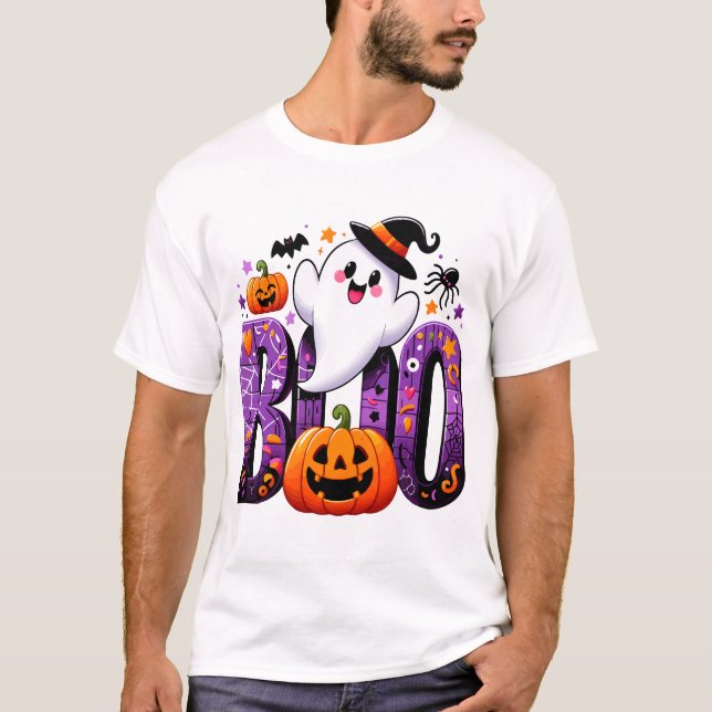 T-shirt Boo Cute Ghost Halloween Design (Devant)