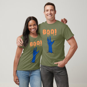 T-shirt BOO ! Dessin de main de zombie pour Halloween