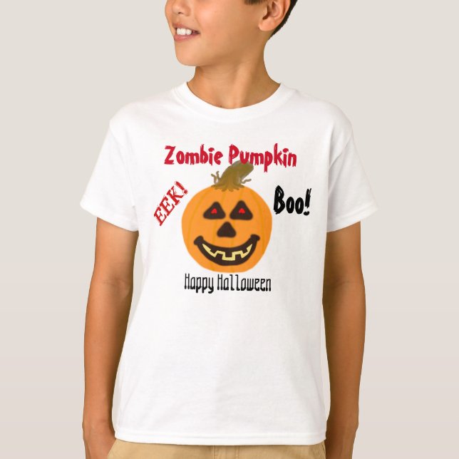 T-shirt Boo d'Halloween Citrouille Zombie (Devant)