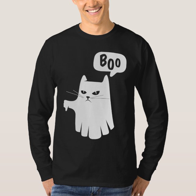 T-shirt Boo Ghost Cat Disapprove Disapproval Halloween 202 (Devant)