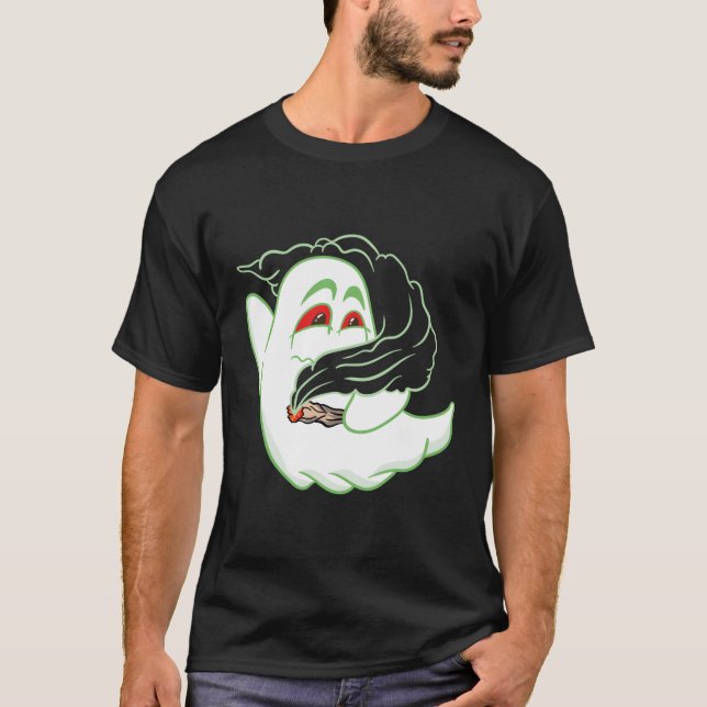 T-shirt Boo Ghost Fumer Mauvaise Herbe Halloweed Happy Hal (Devant)