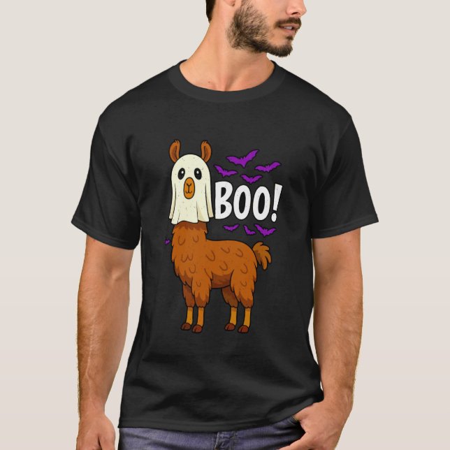 T-shirt Boo Ghost Llama Halloween Funny Zoo Animal Wildlif (Devant)
