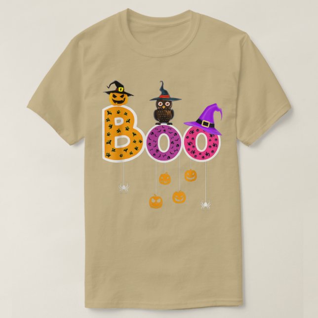 T-shirt Boo Halloween Costume Spiders, Ghosts, Pumkin & Wi (Design devant)
