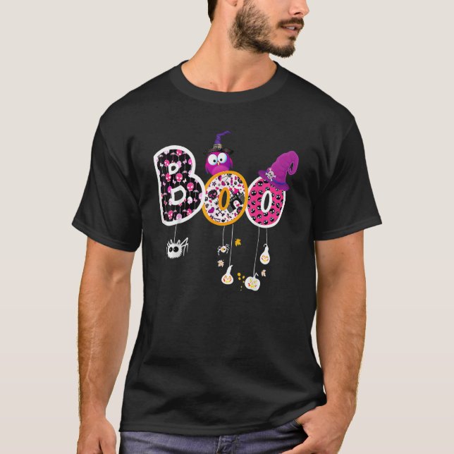 T-shirt Boo Halloween Costume Spiders Ghosts Pumkin & Witc (Devant)