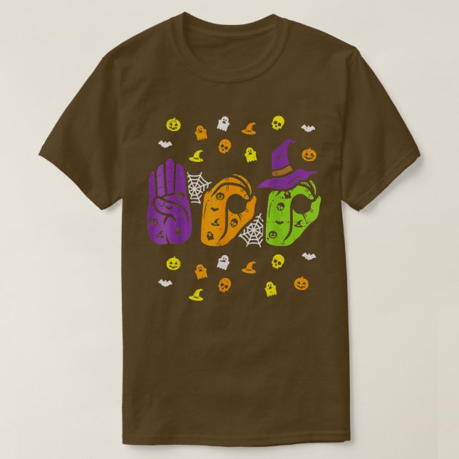 T-shirt Boo Hands American Sign Language Pride ASL Funny H (Design devant)