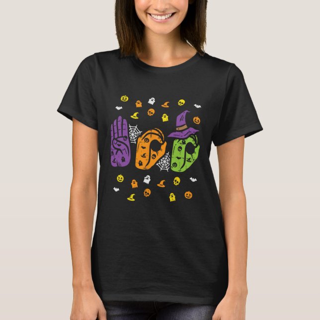 T-shirt Boo Hands American Sign Language Pride ASL Hallowe (Devant)