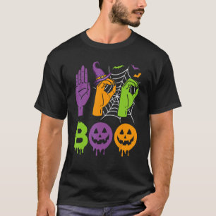 T-shirt Boo Hands American Sign Language Pride ASL Hallowe