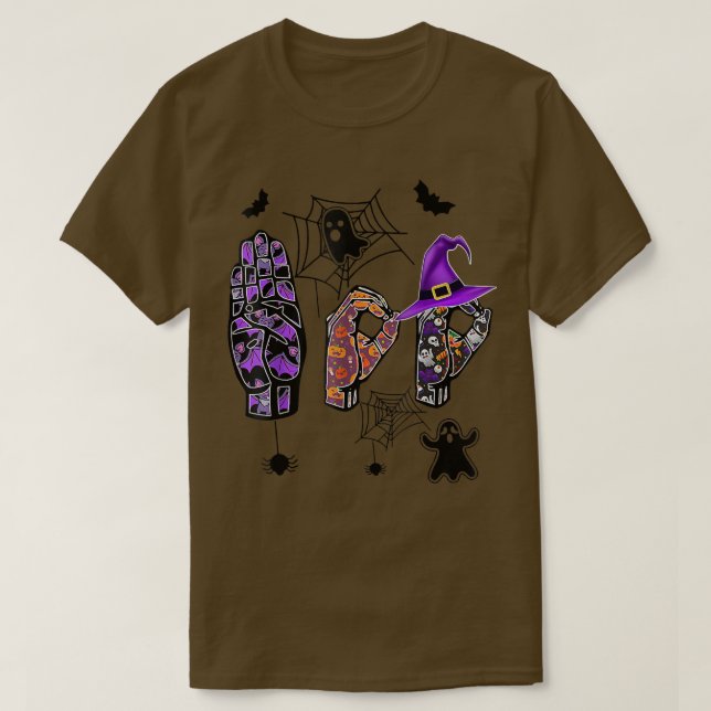 T-shirt Boo Hands American Sign Language Pride ASL Hallowe (Design devant)