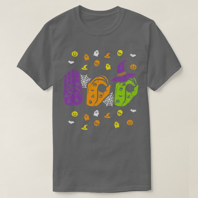 T-shirt Boo Hands American Sign Language Pride ASL Hallowe (Design devant)