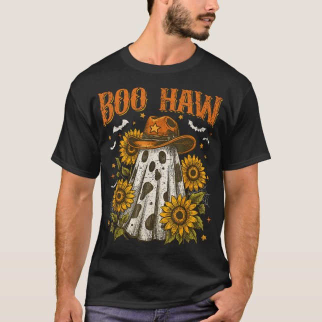 T-shirt Boo Haw Cow Spot Ghost Motif Occidental Halloween (Devant)