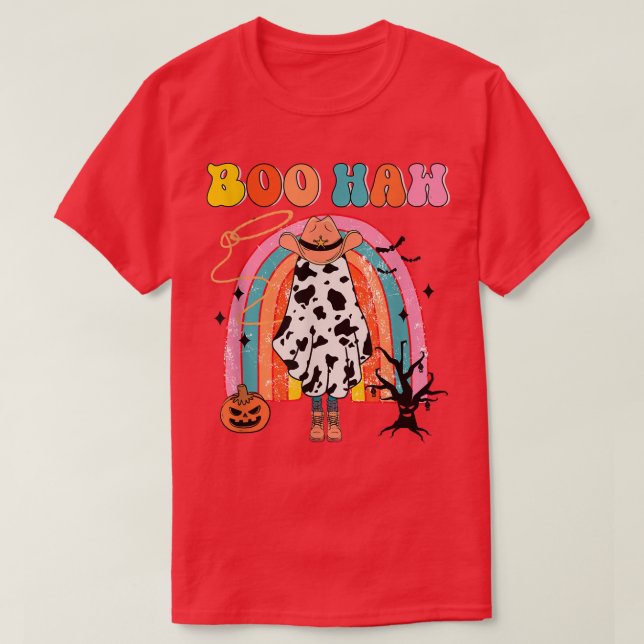T-shirt Boo Haw Cowboy Halloween Cowgirl Ghost Western Ret (Design devant)