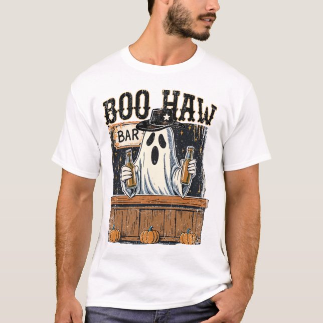 T-shirt Boo Haw Retro Western Halloween (Devant)