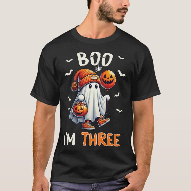 T-shirt Boo I'm Three Ghost 3ème anniversaire Halloween ga (Devant)