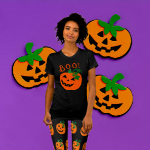 T-shirt Boo Jack-o'-lantern personnalisé orange noir