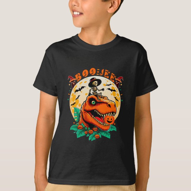 T-shirt BOO-Jee Halloween : T-Rex & Skeleton Fun Design! (Devant)