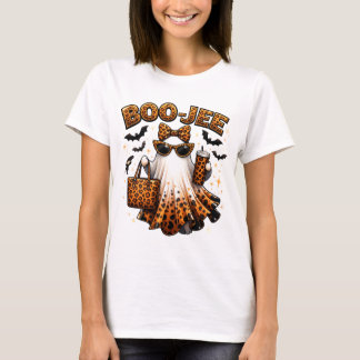 T-shirt Boo Jee Imprimé Léopard Fantôme Halloween Café Art