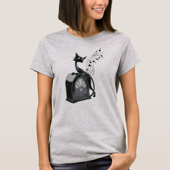 T-shirt Boo Kitty entend la musique (Devant)