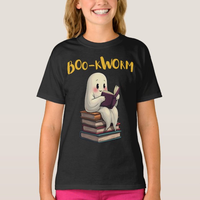T-shirt Boo-kworm Lire plus Livres Ghost Lecture Halloween (Devant)