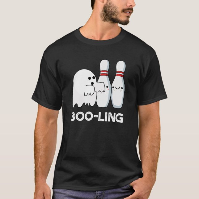 T-shirt Boo-ling Drôle Halloween Bowling Ghost Pun Dark BG (Devant)
