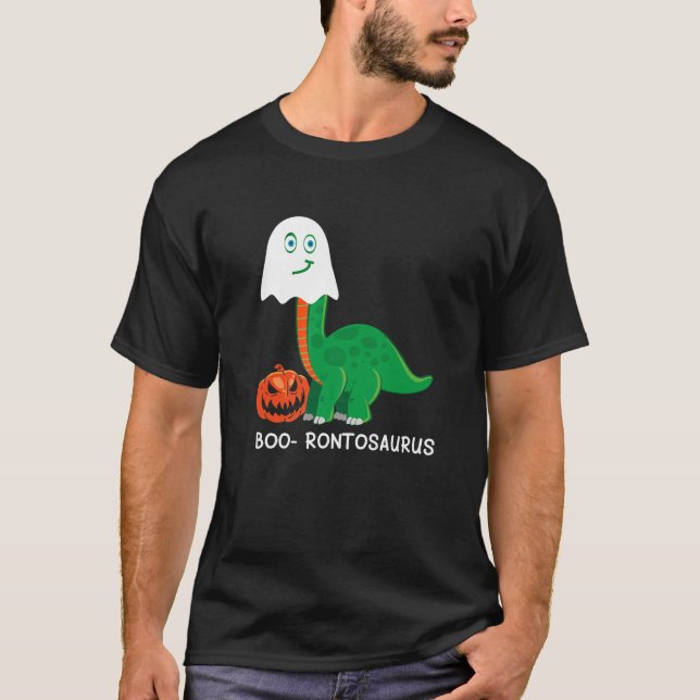 T-shirt Boo-Rontosaurus Funny Halloween Ghost Dinosaur Lov (Devant)
